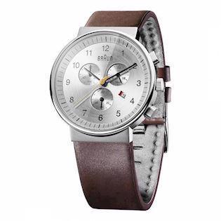 Classic blank rustfri stål quartz med chronograph Herre ur fra Braun, BN0035SLBRG
